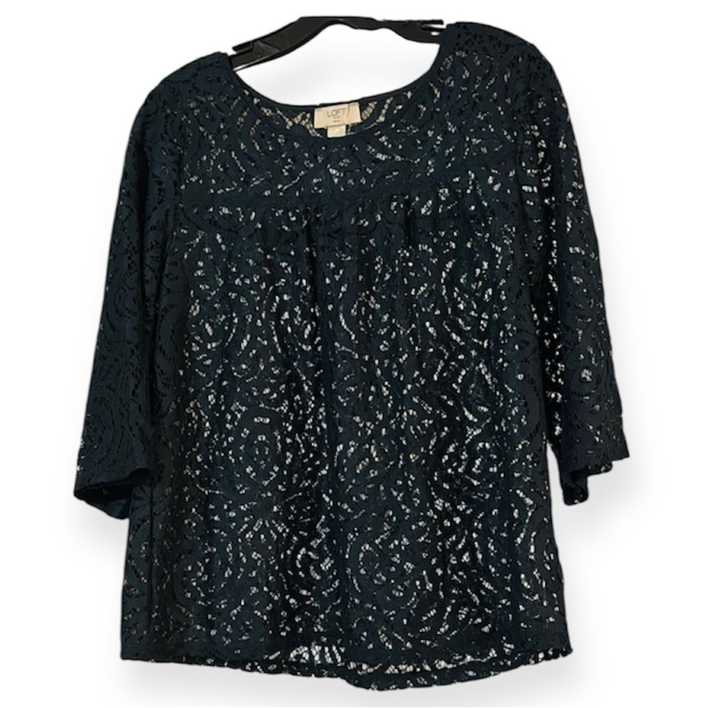 Loft Navy Blue Sheer lace top size MP